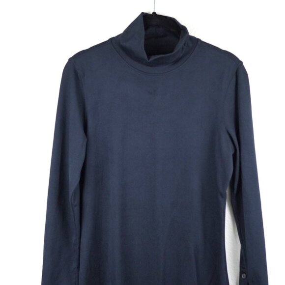 Title Nine Black Mock Neck Stretch Dress Size Small Button Sleeve - Picture 1 of 9